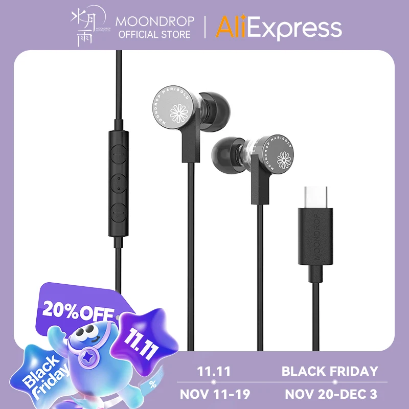 MOONDROP MARIGOLD USB-C Наушники-вкладыши DSP Встроенная звуковая карта 32 бит/384 кГц Асимметричный кабель Микрофон Эквалайзер Музыкальная игровая гарнитура
