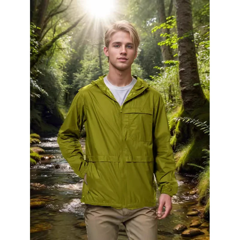 Chaqueta con capucha de Color sólido para hombre, ropa deportiva de protección solar, chaqueta informal, abrigo, verano 2024