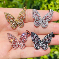 5pcs Clear Butterfly Charms for Women Bracelet Making Bling Rhinestone Pendant for Girl Necklace Handcraft DIY Jewelry Accessory