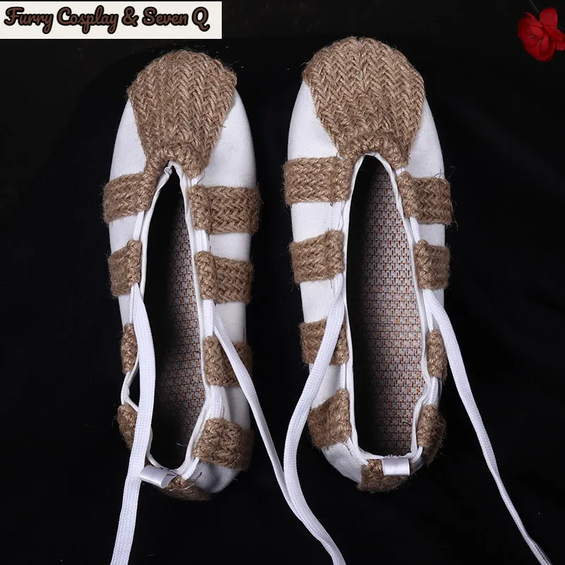 Vintage Straw Shoes for Drama Performance Red Army Style Boatman Costume Shoes Movie Props