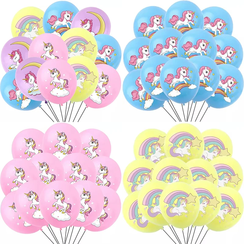 12/24/48 قطعة قوس قزح يونيكورن اللاتكس بالون مجموعة للأطفال الكرتون يونيكورن فتاة حفلة عيد ميلاد ديكور استحمام الطفل الهيليوم Globos