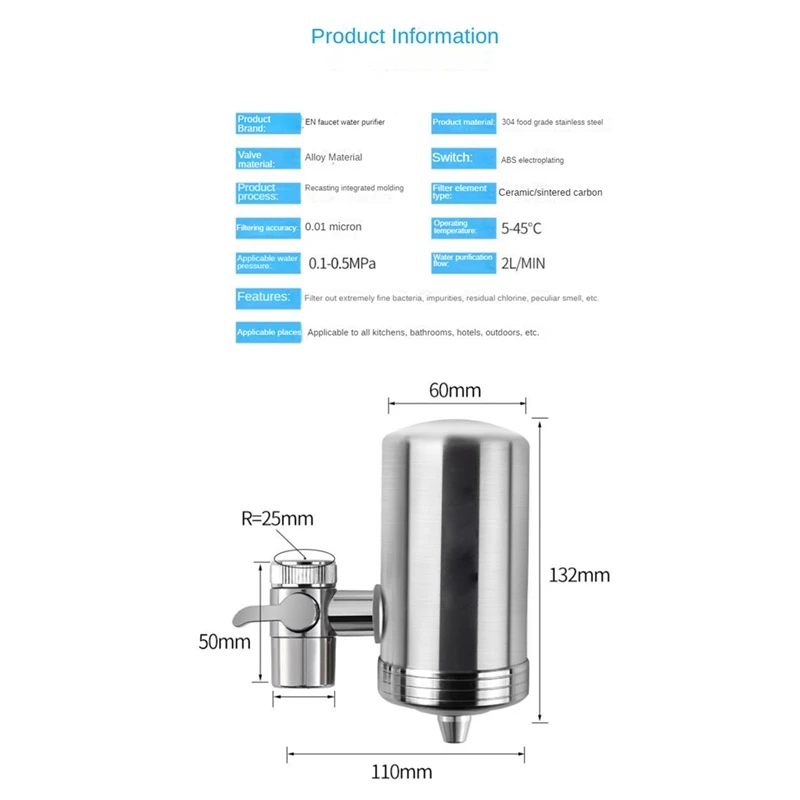 Water Purifier Stainless Steel Kitchen Faucets Remove Water Pollutants Water  Filter