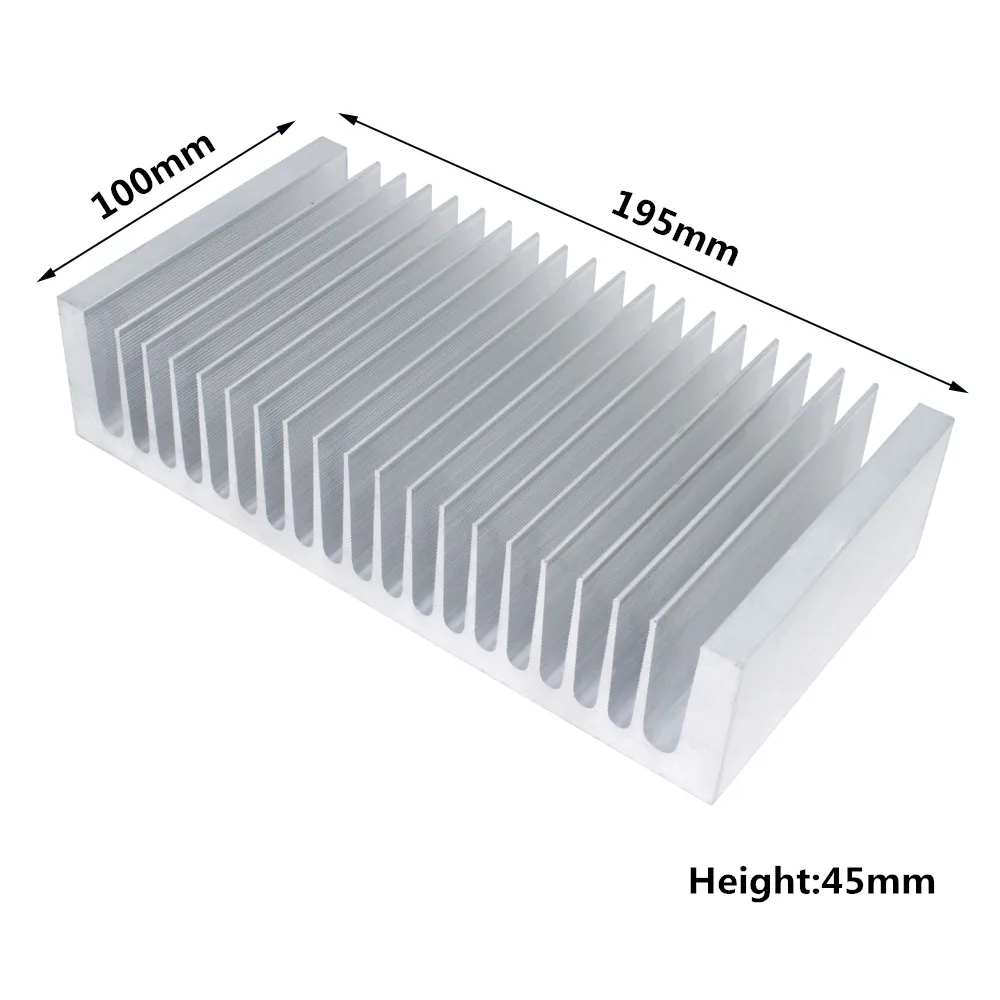 Imagem -06 - Dissipador de Calor de Alumínio 195x100x45 mm Dissipador de Calor Refrigerador para Chip Led Amplificador de Potência Eletrônico Resfriamento de Dissipação de Calor