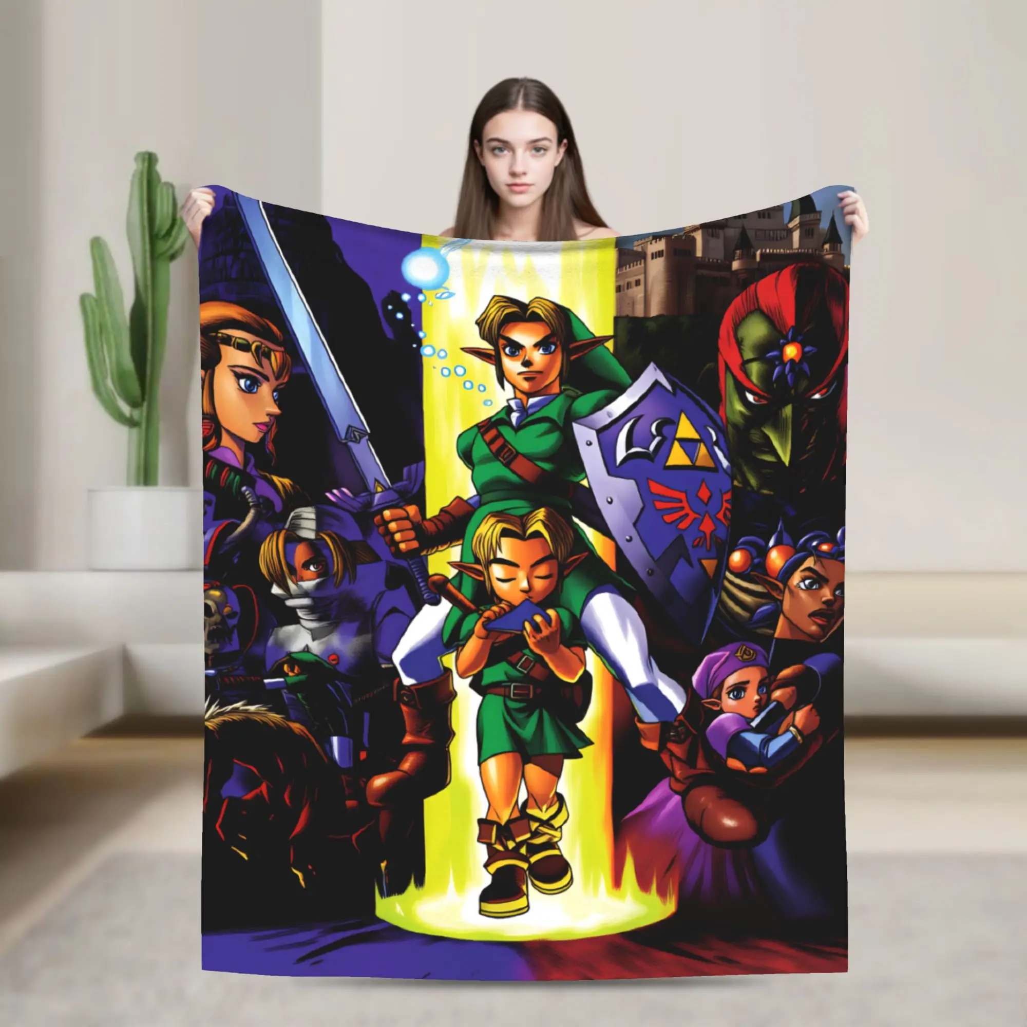 Link Cartoon Z-Zeldas Soft Warm Blanket  Decorative Plush Throw Blanket Aesthetic Couch Chair Flannel Bedspread Sofa Bed Cover
