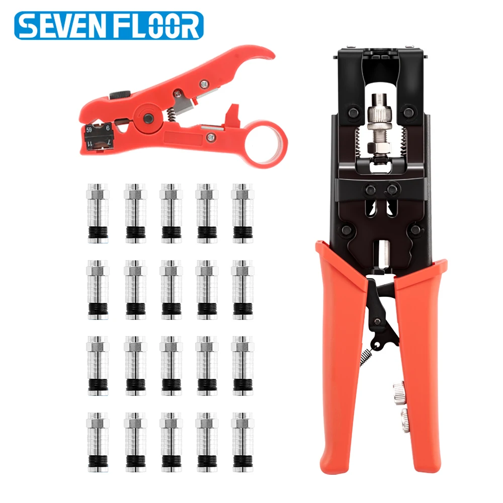 Koaxial-Kompressions-Crimpzangen-Set, RG6 RG58 RG59 Crimpzangen für F-, BNC- und RCA-Steckverbinder mit RG6 RG11 Kabelabisolierer – Detail 5