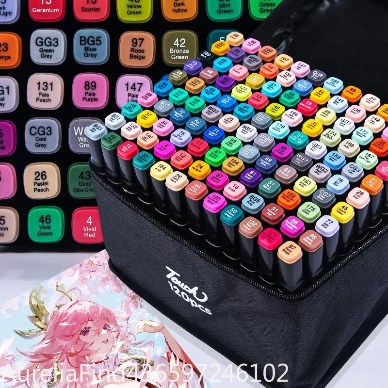 24-80 Colors Double Headed Oil Based Art Marker Set Sketch Drawing Graffiti Manga Markers School Art Supplies