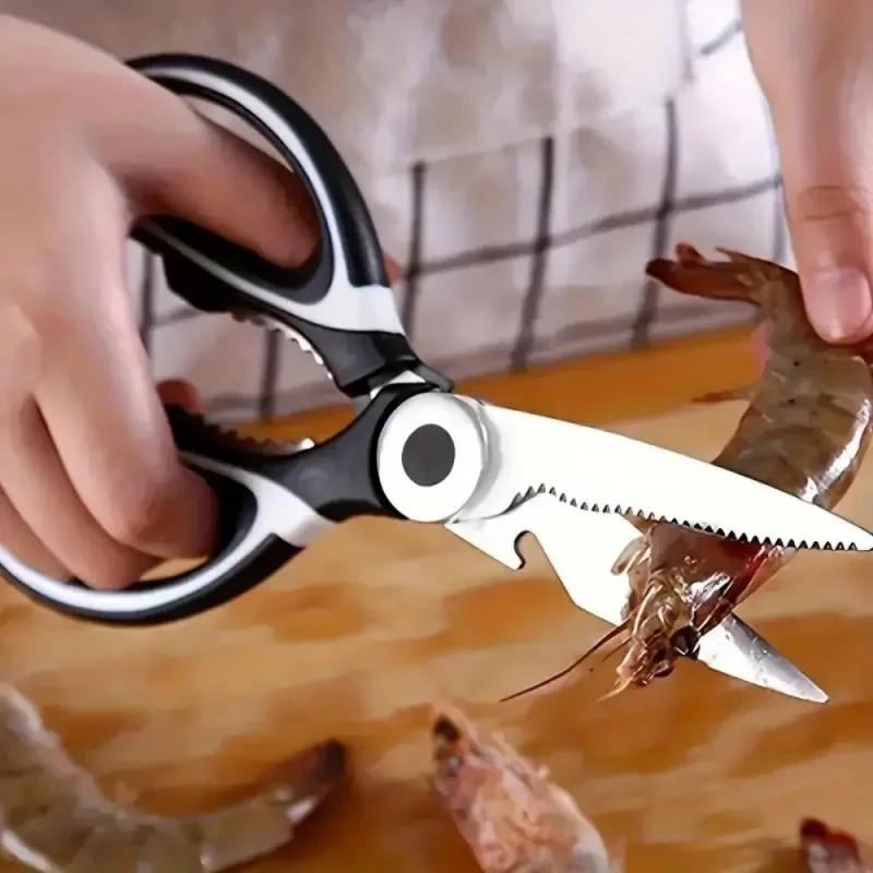 1/2 pares de tesouras de cozinha de aço inoxidável de alta resistência - tesouras multifuncionais para alimentos, tesouras domésticas para pizza e salada