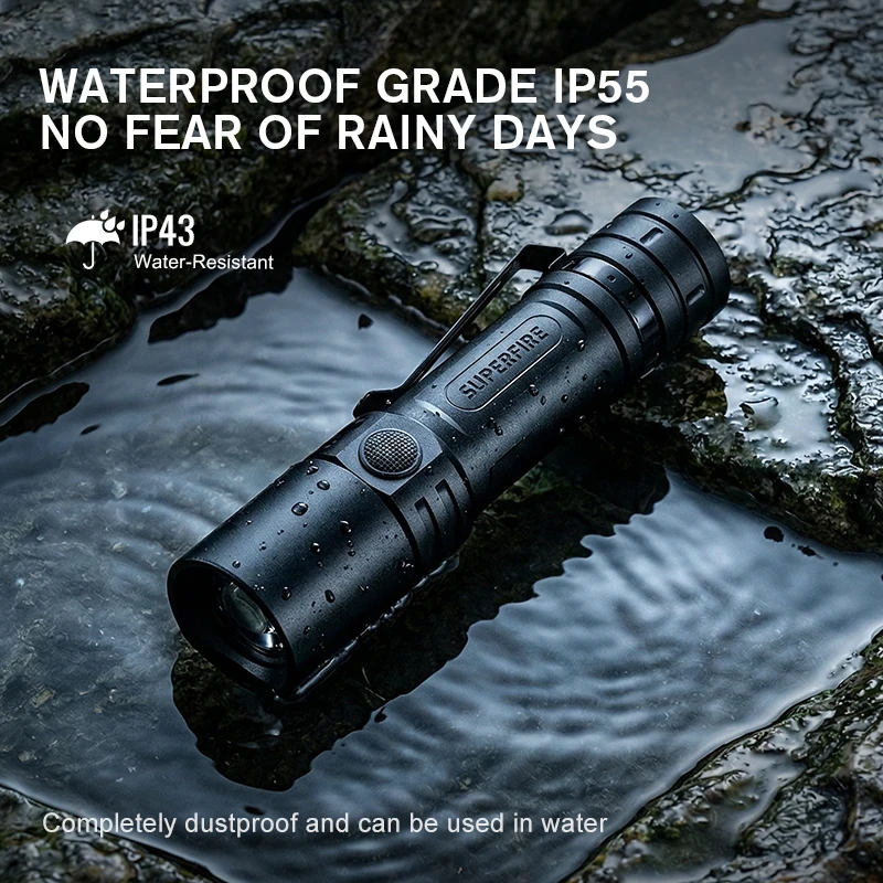 lanterna-tatica-superfire-sf05-super-brilhante-18650-usb-c-longo-alcance-resistente-a-Agua-luz-forte-para-acampamento-montanhismo