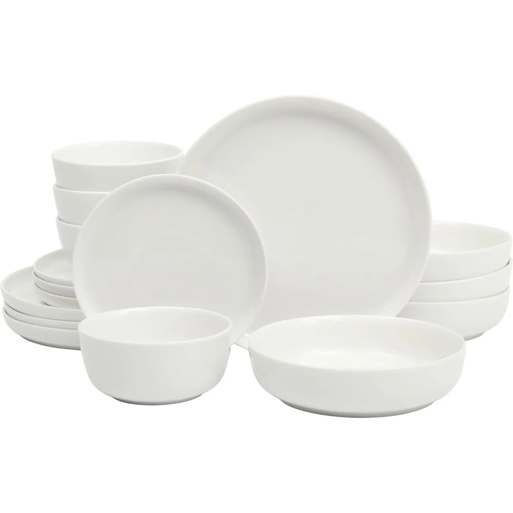 

Gibson Home Oslo Porcelain Chip and Scratch Resistant Dinnerware Set, Service for 4 (16pcs), Ceramic Plates and Bowls Dishes Set