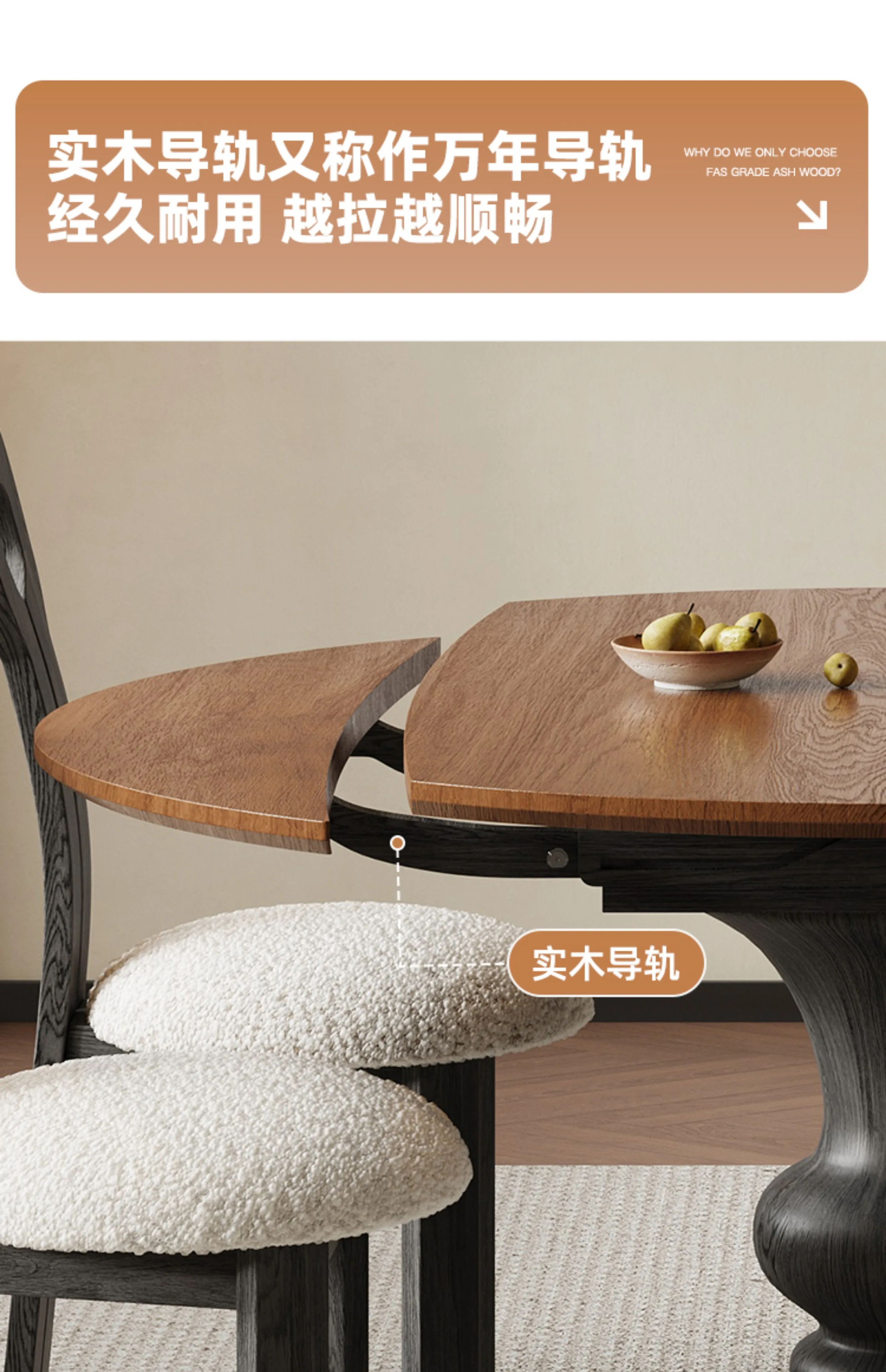 Vintage Style Solid Wood Dining Table French Retro Style Home Small Apartment Extendable Folding Round Square