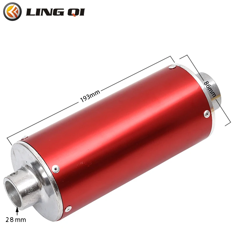 LINGQI Universal Metal Flat Mouth Exhaust Pipe Muffler Fit For Dirt Pit Bike Off Road ATV Exhaust Muffler Silencer Pipe