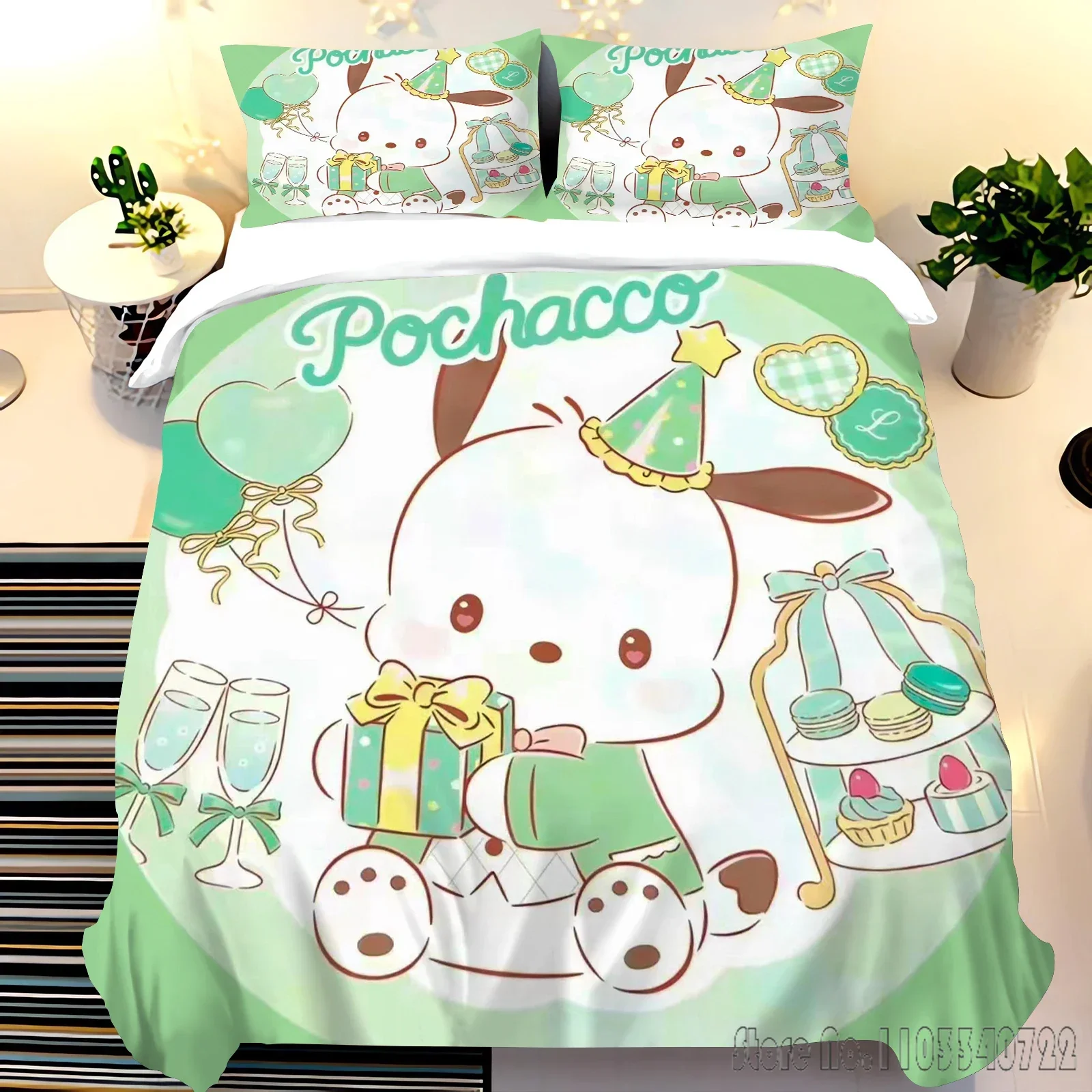 Sanrio Cartoon Pacha dog Double Duvet Cover Set HD Comforter Cover Bedclothes for Kids Bedding Sets Bedroom Decor