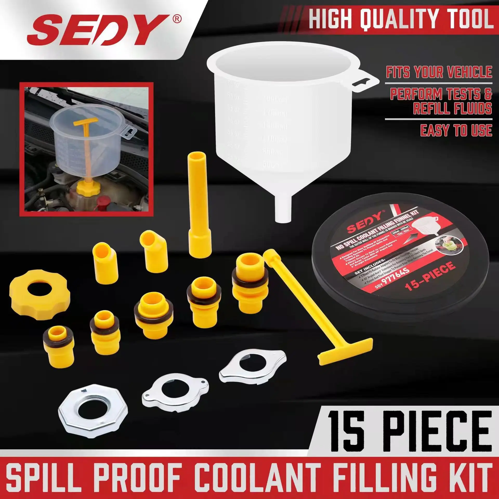 15Pcs/Set Funnel Spout Coolant Filter Filling Kit Brake Bleeder Car Oil Change Fuel Hand Pump Tools Truck Motorcycle Accessories