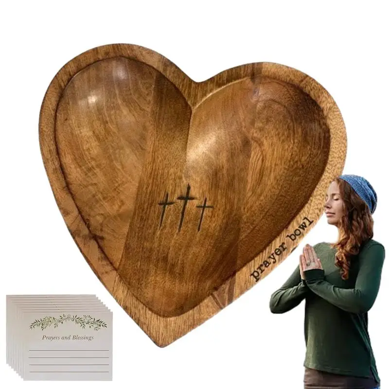 Heart Shaped Bowls Wood Heart Shaped Dough Bowl Decor Prayer Decor Table Centerpiece For Bedside Tables Bedroom Dressers