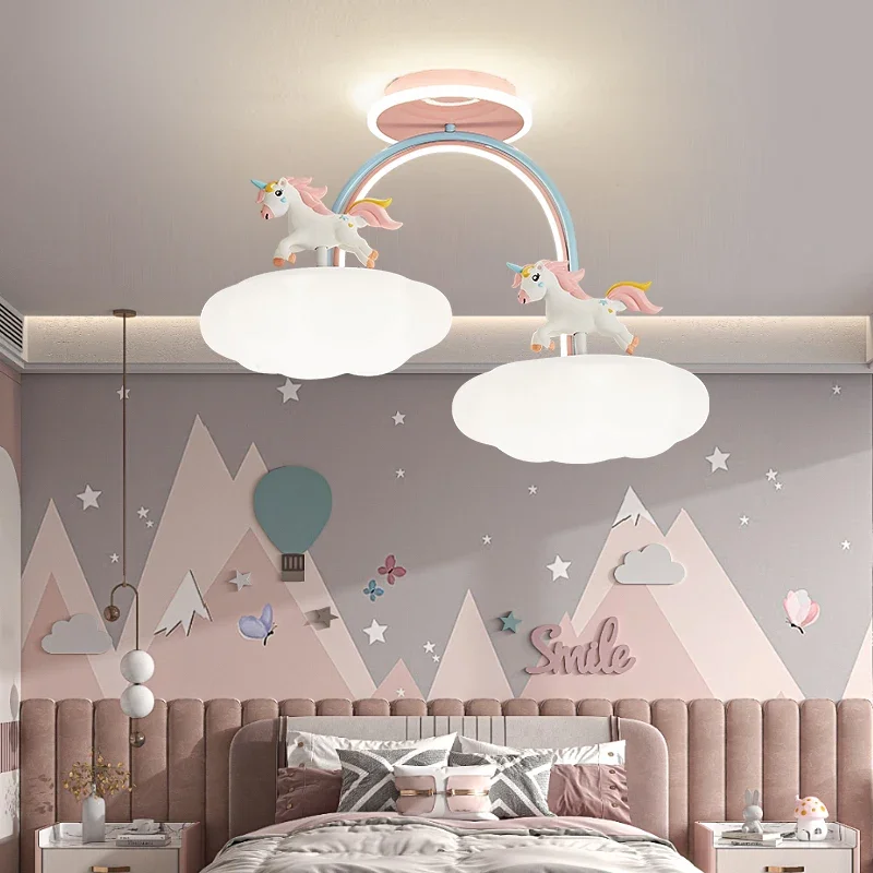 

Nordic Child Unicorn Ceiling Light Dimmable for Girl Bedroom Nursery Children's Chandelier Home Decor Lighting Lusters Luminaire