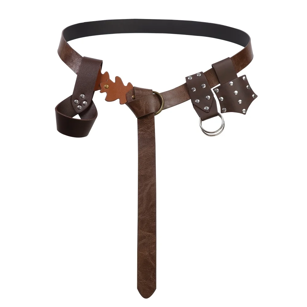 

4pcs Medieval PU Leather Costume Accessories Set Belt Sword Bag Knife Bag Viking Knight Halloween Role Play Accessories