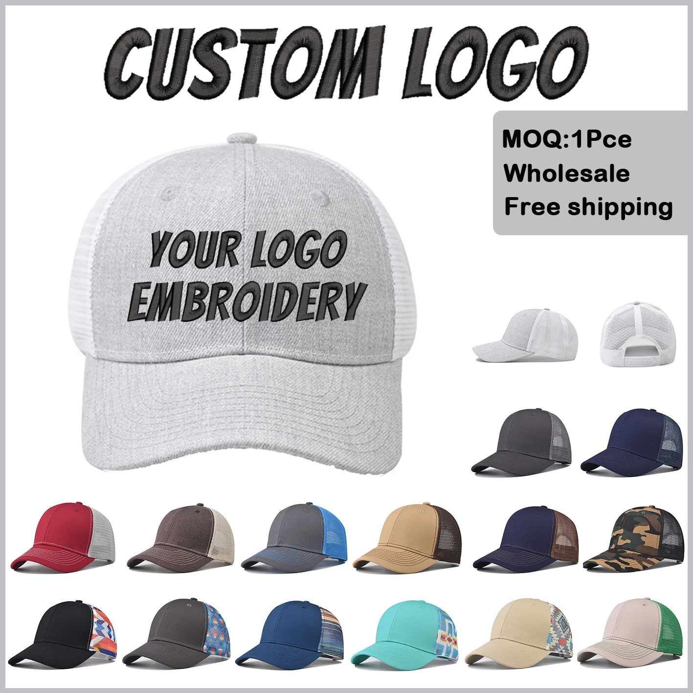 Fedoryn Custom Embroidery Baseball Cap for Men and Women DIY Design Mesh Cap LOGO Print Hat Quality Cotton Hat Wholesale Unisex