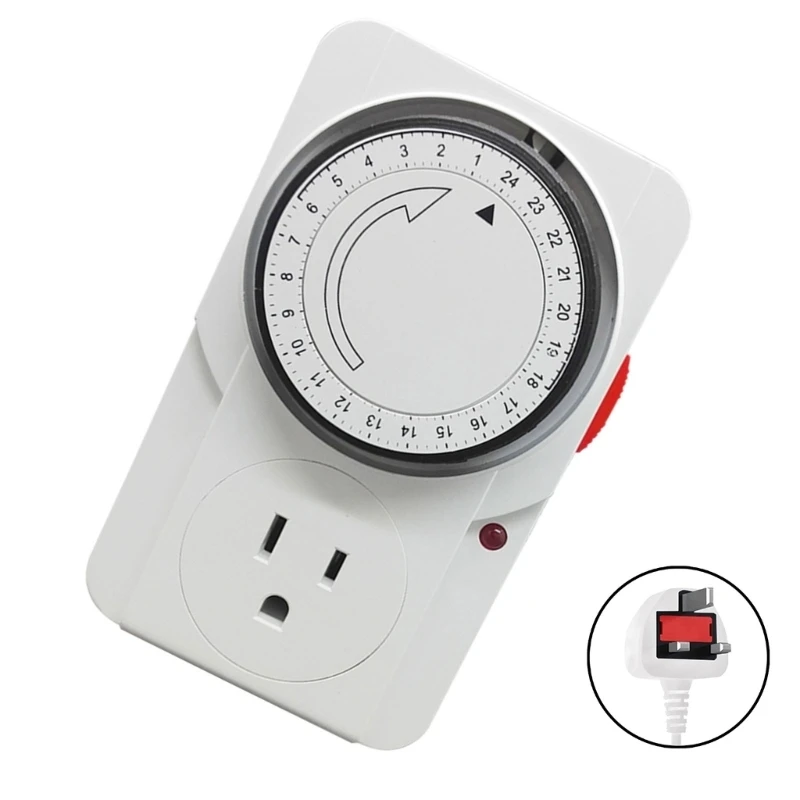 E74E Small Mechanical Timer Electrical Outlet British Design 13A High Capacity Electrical Clock Outlet for Various Devices
