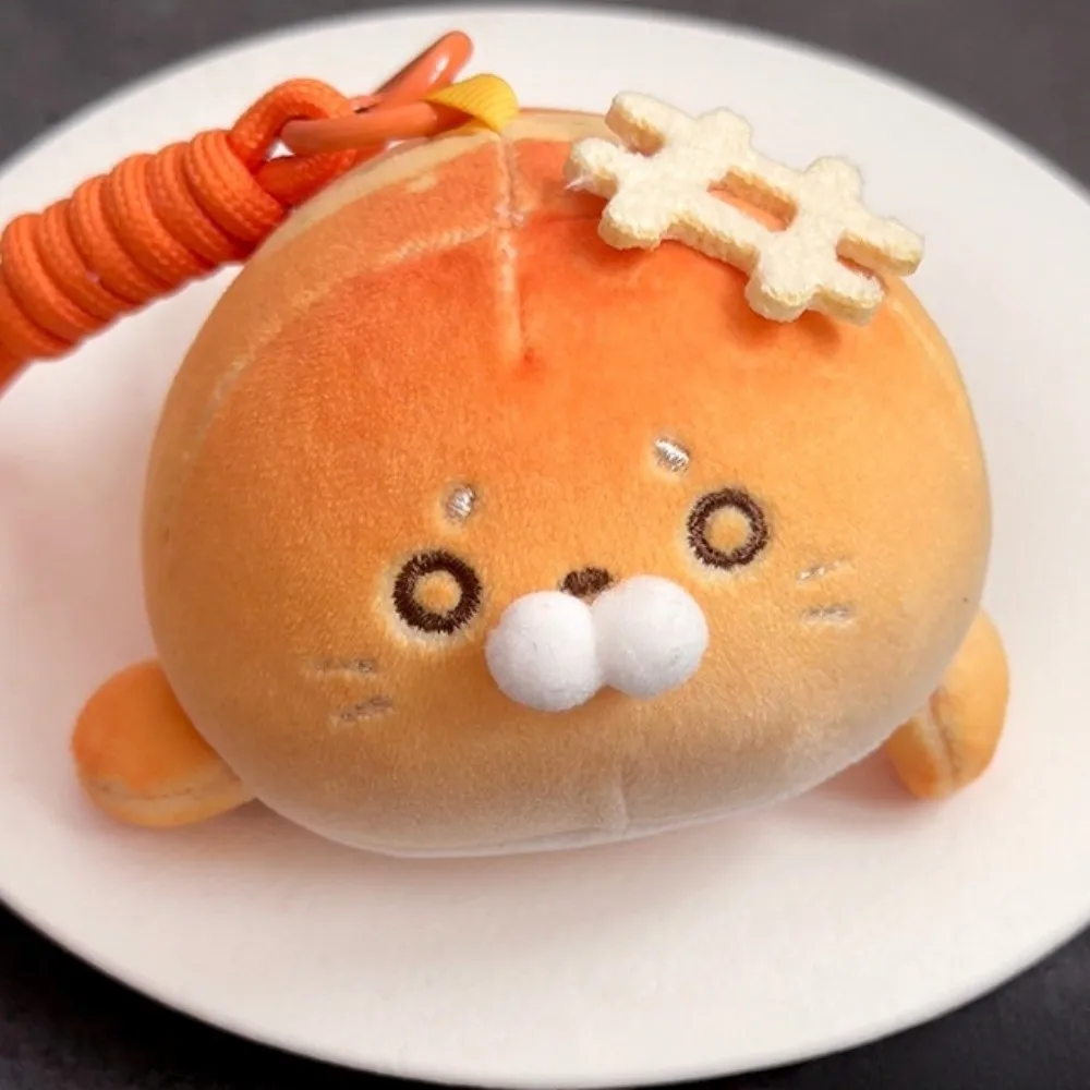 Fluffy Ice Cream Seal Keychain Cute Sakura Sea Dog Pendant Stuffed Toast Seal Keyring Hanging Decoration