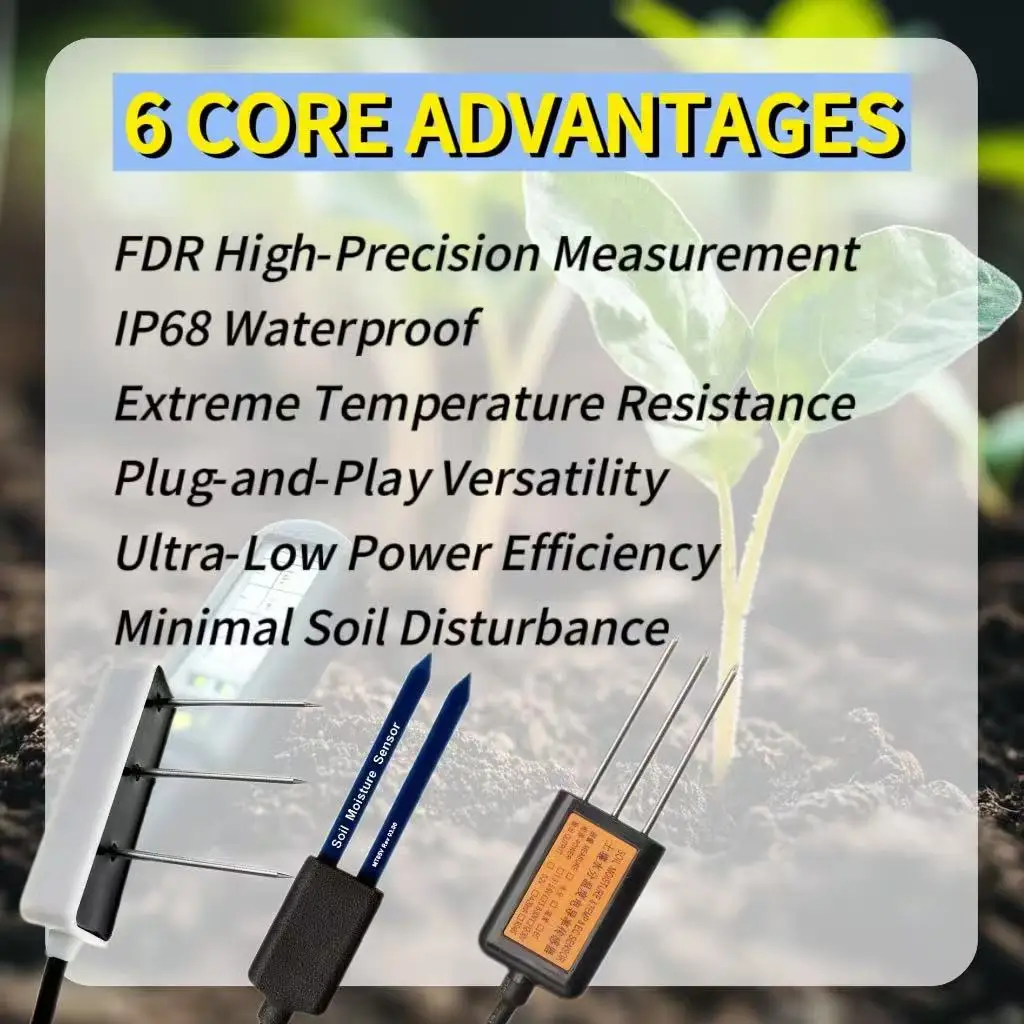 

【2026】CE IP68 Waterproof Plant Combined Instead of Teros12 5TE Soil Moisture VWC EC Sensor with SDI-12 RS485 Output for Agricult