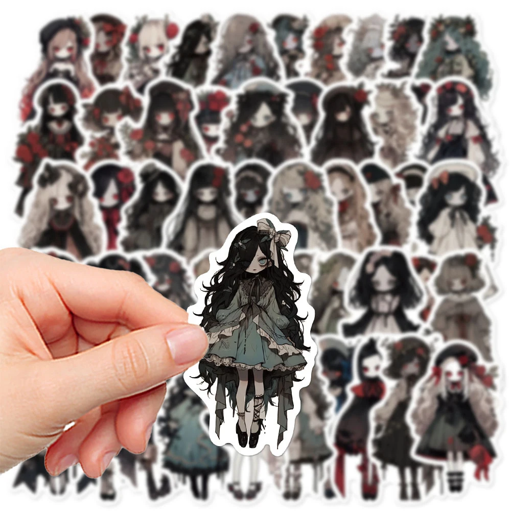 10/30/50pcs Dark Gothic Style Vampire Girl Stickers Horror Anime Graffiti Sticker Phone Skateboard Stationery Cartoon Decals Toy