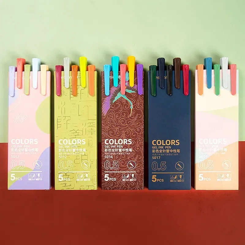 

5 шт., набор цветных гелевых ручек в стиле ретро, 0,5 мм, шариковые ручки Kawaii с тонкими точками, школьные и офисные принадлежности, канцелярские принадлежности