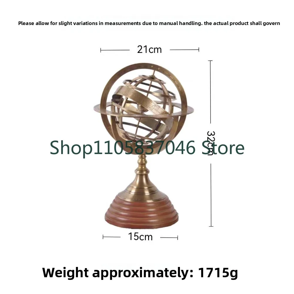 Decorative ornaments, European style desktop armillary globe, multi treasure grid decorative props