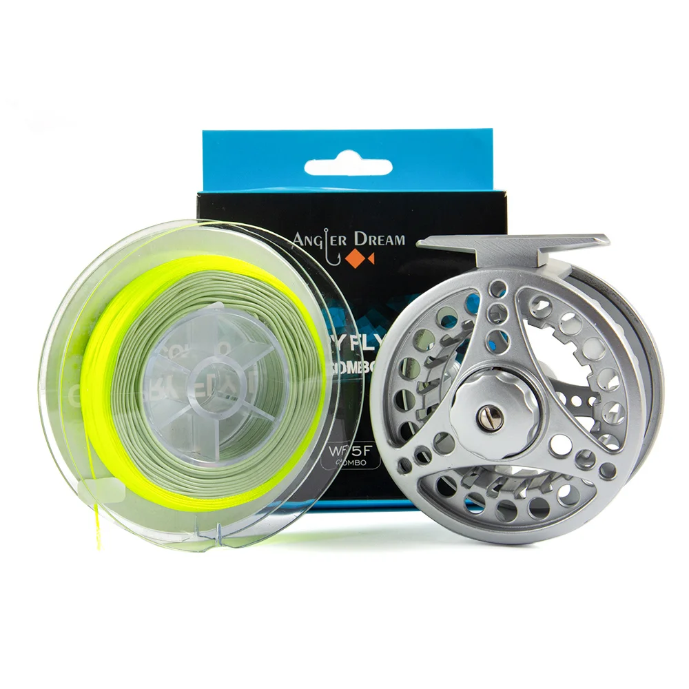 

(3/4WT 5/6WT 7/8WT) Fly Reel with Green Line Combo Aluminum Alloy Large Arbor Fly Fishing Reels Weight Forward Fly Line