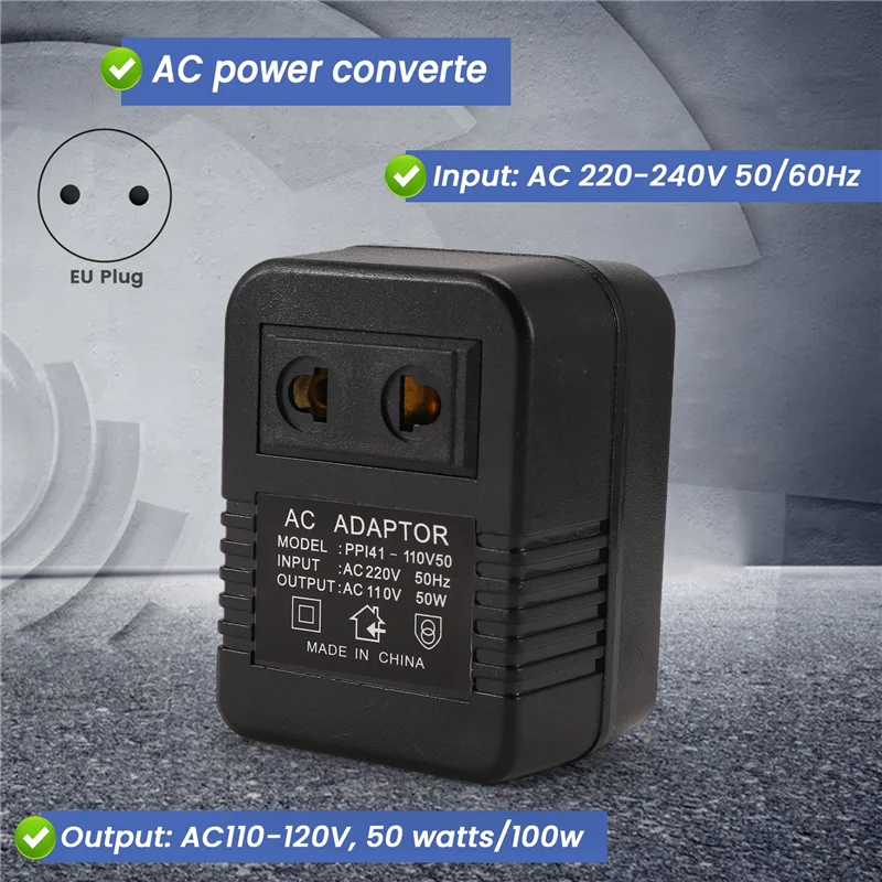 ABGR-2PCS محول خفض محول السفر AC220 فولت إلى 110 فولت محول جهد كهربي محول جهد كهربي منظم الاتحاد الأوروبي التوصيل