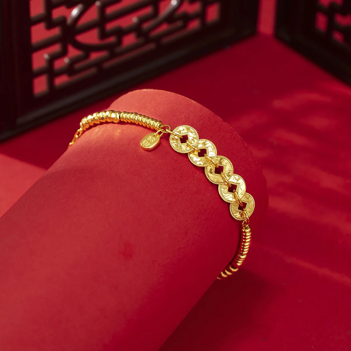 S925 Sterling Silver Coin Bracelet Women Broken Ice Five Emperor Coin Feng Shui Luck Beads Chinese Style Hand Jewelry Charm Gift