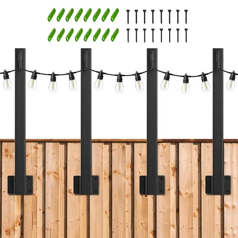 String Light Pole Yard String Light Pole Backyard Outdoor Garden Patio Freestanding Party Light Pole 4 Pcs Patio Light Poles For