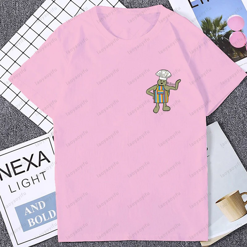 لطيف مضحك صغير الشيف ميمي الجرافيك المطبوعة المرأة تي شيرت عادية موضة فضفاضة Harajuku رجل الشارع الشهير التنفس الراحة التي شيرت