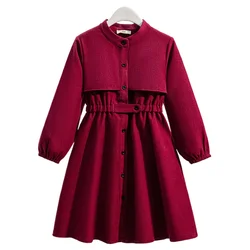 Baby Girls Dress Spring Autumn 2024 New Kids Clothes Fashion College Style Long Sleeve Children Dresses 4 5 6 7 8 9 10 12 Years