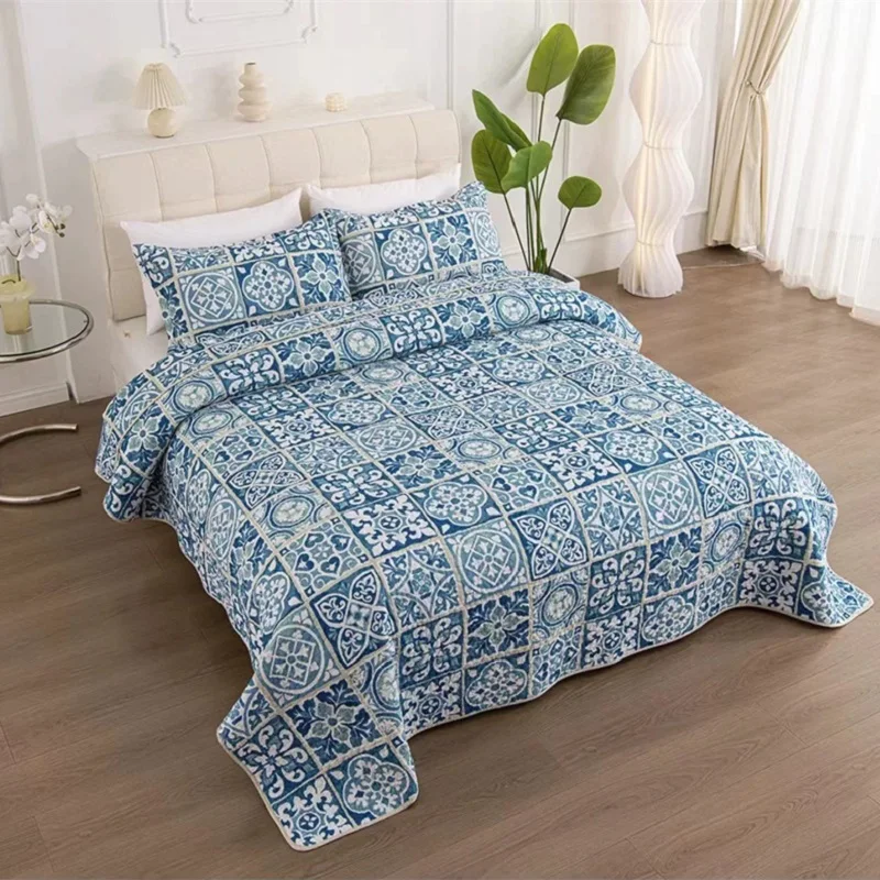Handmade Quilted Bedspread Set, 100% Cotton, Padded Duvet, Linen Blanket, Cubrecam Bed Cover Colcha, Summer Quilt Bedding Set 4