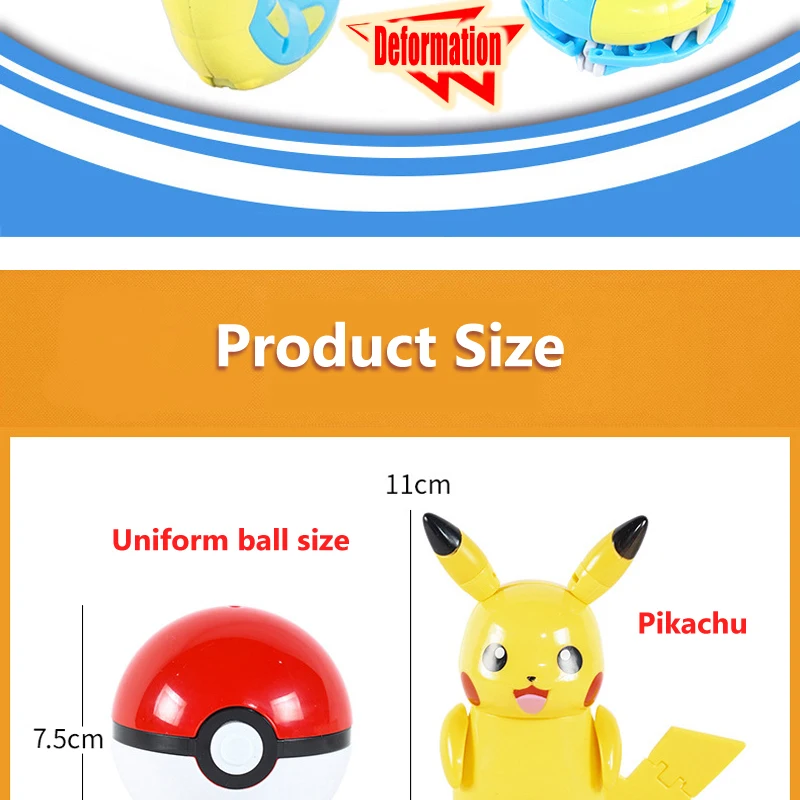 Pokemon Transform Poké Ball Pikachu Pokeball Charizard Bulbasaur Figuren Spielzeug Ornamente Mewtwo Gengar Modellpuppe Kindergeschenke – Detail 18