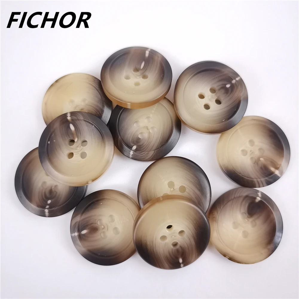 10/20pcs 25mm 4 Holes Resin Imitation Horn Buttons Clothing Coat Sweater Suit Cardigan Sewing Accessories Vintage Decorations