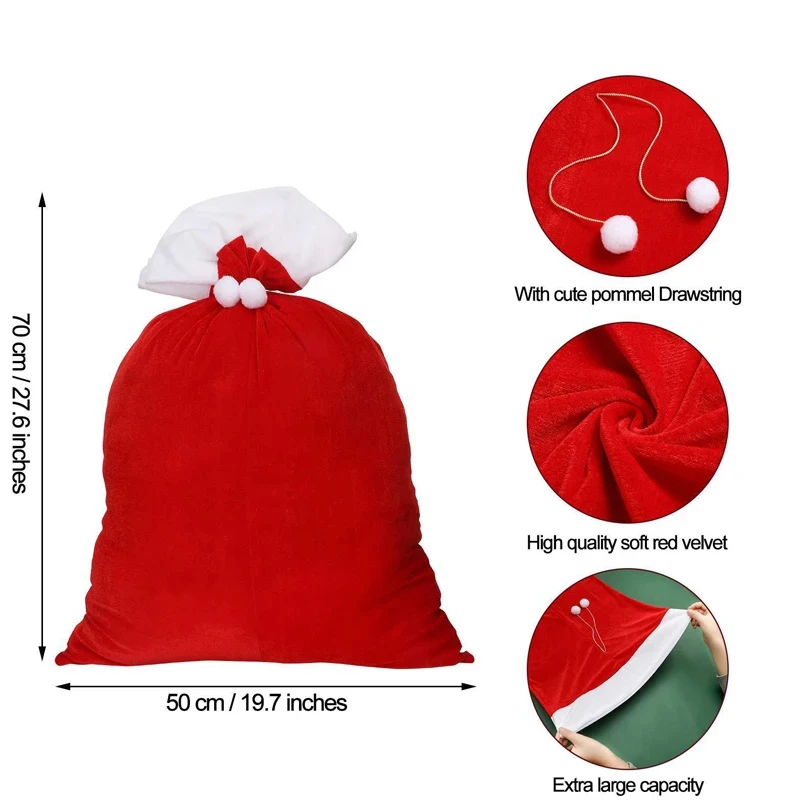 Red Velvet Christmas Gift Bag, White Fluffy, Fluffy Gift Storage Bag, Suitable For Christmas And New Year Gift Storage Bags