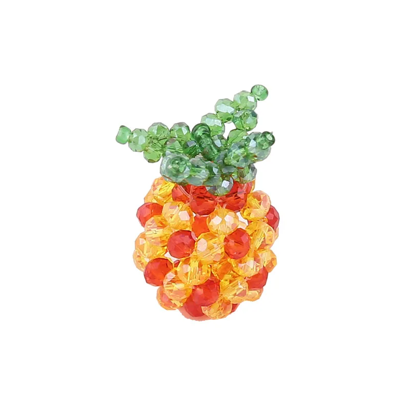 1pcs Diy Ornament Summer Fun Fruit Glass Crystal Woven Millet Beads Flower Strawberry Pineapple Pendant Handmade Charms