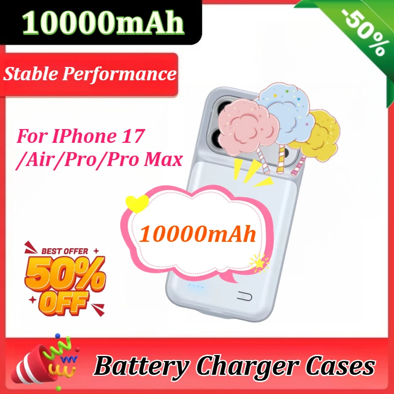 

10000mAh Battery Case for IPhone17/Air/ Pro/ Pro Max External Battery Portable Charger Backup Case Mobile Phone Accessories