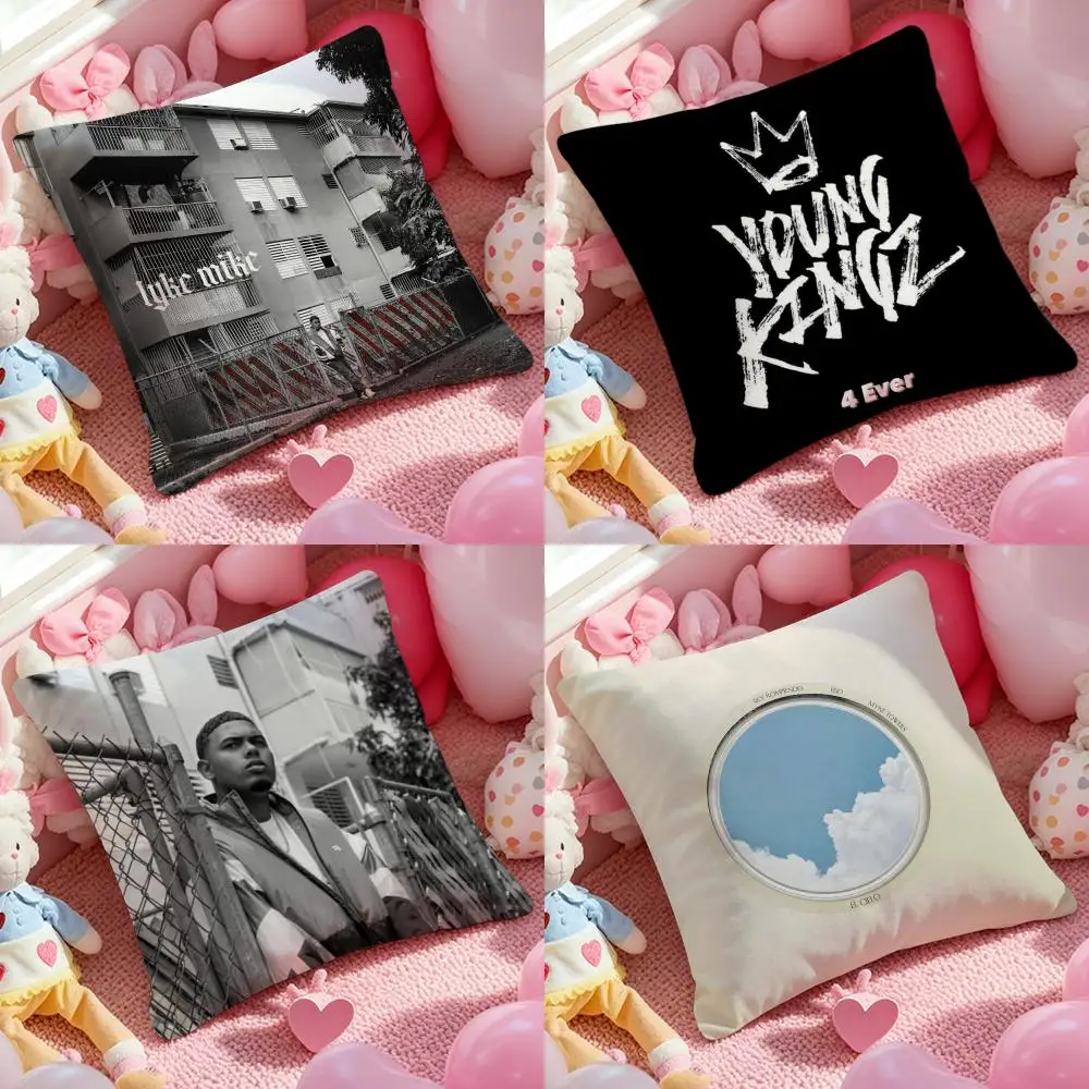 Rapper Myke Towers Cushion Cover Pattern Printed Pillowcase For Living Room Sofa Cushion Cover & Bedroom Decor