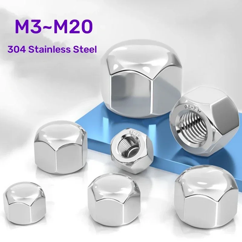 1~10pcs M3 M4 M5 M6 M8 M10 M12 M14 M16 M20 304 Stainless Steel Hex Hexagon Short Low Thin Cap Acorn Nut Cover Blind Nut DIN917