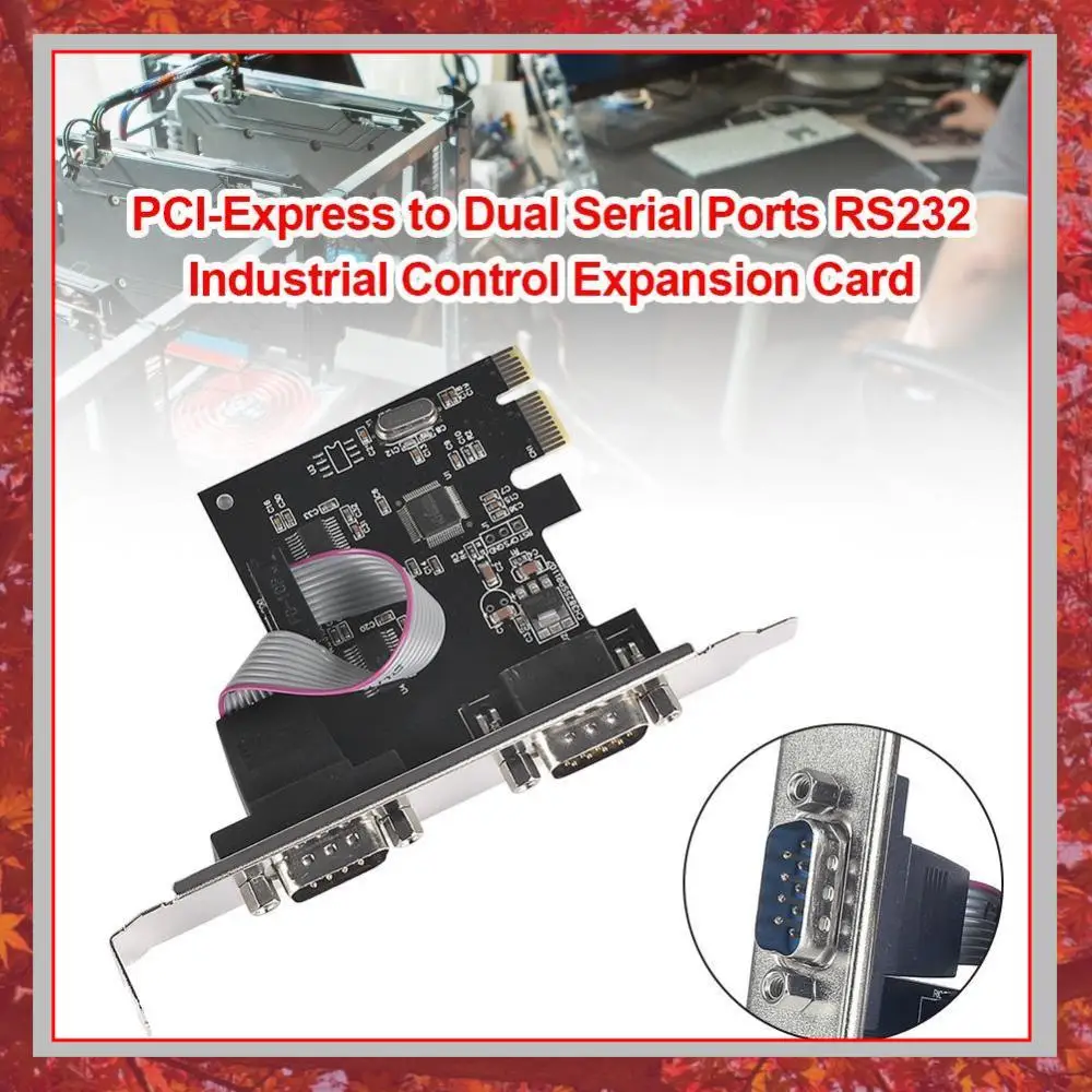 PCIe Serial Card Replacement PCI-Express to Dual Serial Ports RS232 Interface Expansion Card for Windows Linux