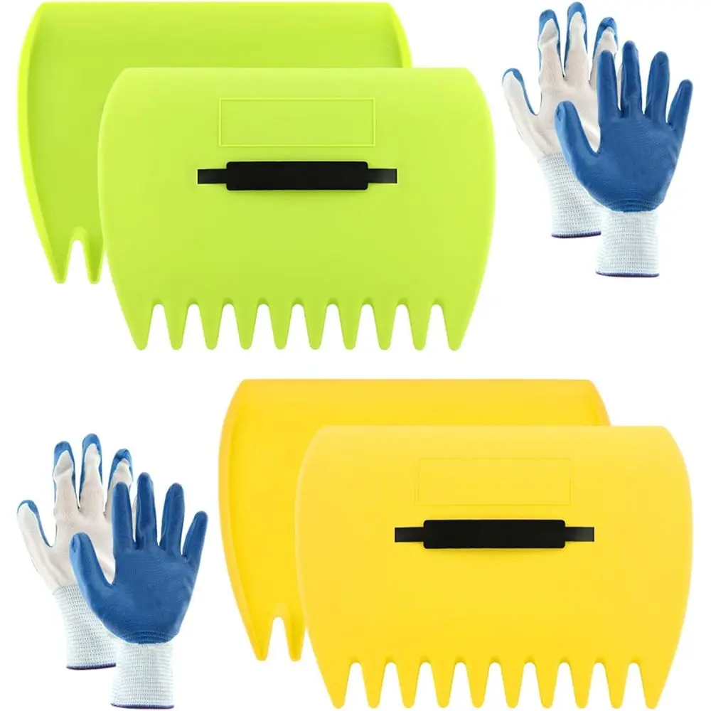 

2 Large Garden Rakes with Gloves for Lawn Leaves, Grass, and Debris Collection