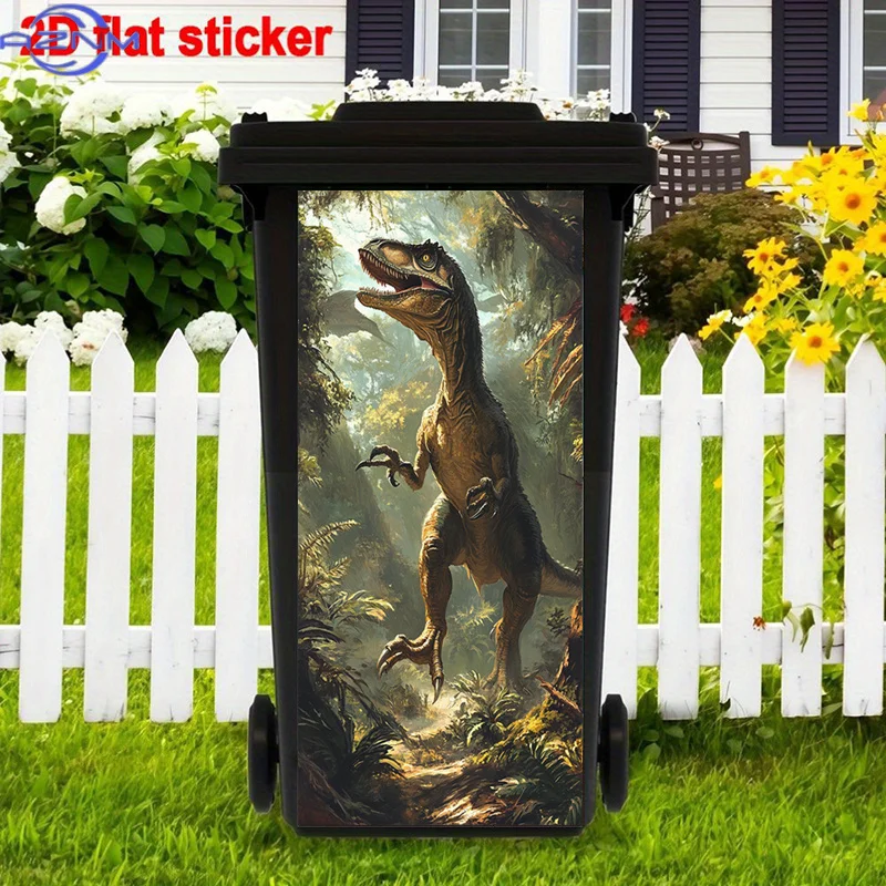 Wild Atmosphere Trash Can Stickers | Prehistoric Dinosaur Forest Scene Self-Adhesive Stickers, Dynamic Posture Removable Artis