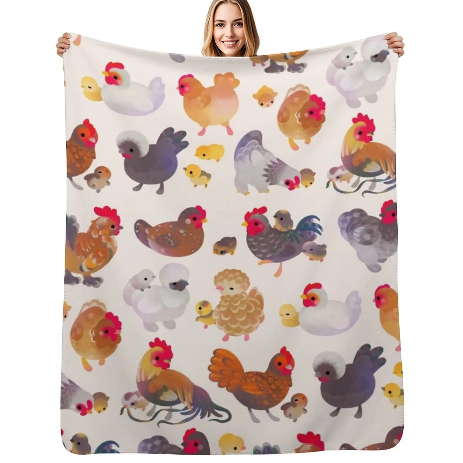 

Chicken and Chick Throw Blanket Anti Shedding Soft Fuzzy Blanket for Home