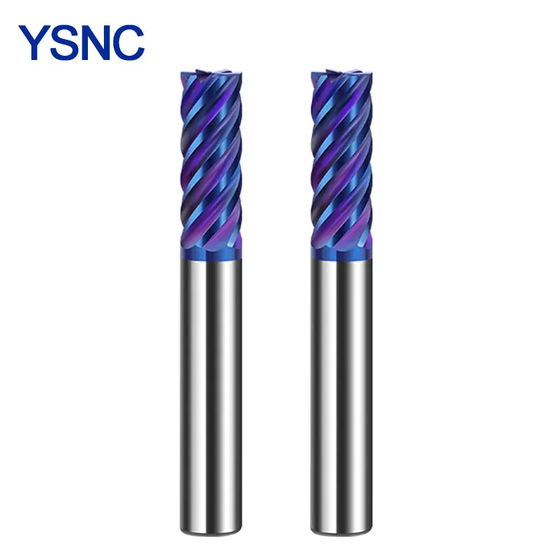

HRC65 6 Flute Carbide End Mill 6 Tooth Tungsten Steel Mill 10 12 16 20mm 60L 75 100 150L Long CNC Finishing Milling Cutter Blue