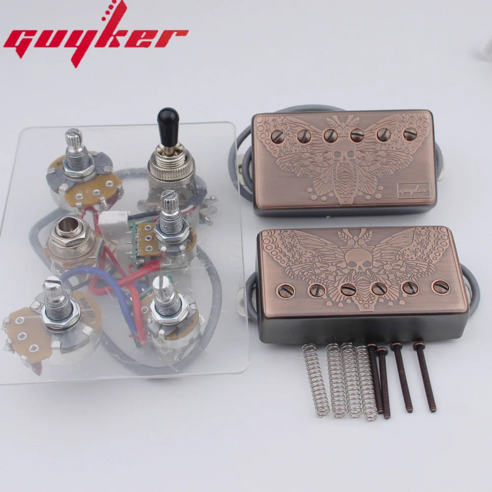 

1 Set GUYKER Alnico Humbucker Pickup LP Guitar Surface Gear Pattern/Eagle/Wings Chart Guitar Pickup Bronze Colored