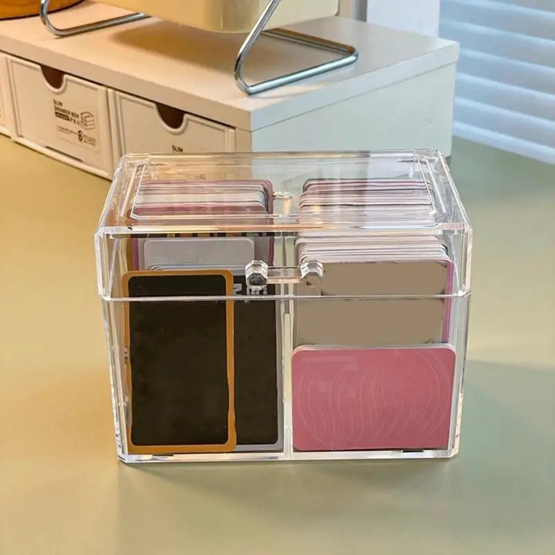 A5YC มัลติฟังก์ชั่นอะคริลิคการ์ดจัดระเบียบผู้ถือ Secure Store การ์ดเกม บัตรเครดิตฝุ่นป้องกันสภาพแวดล้อม