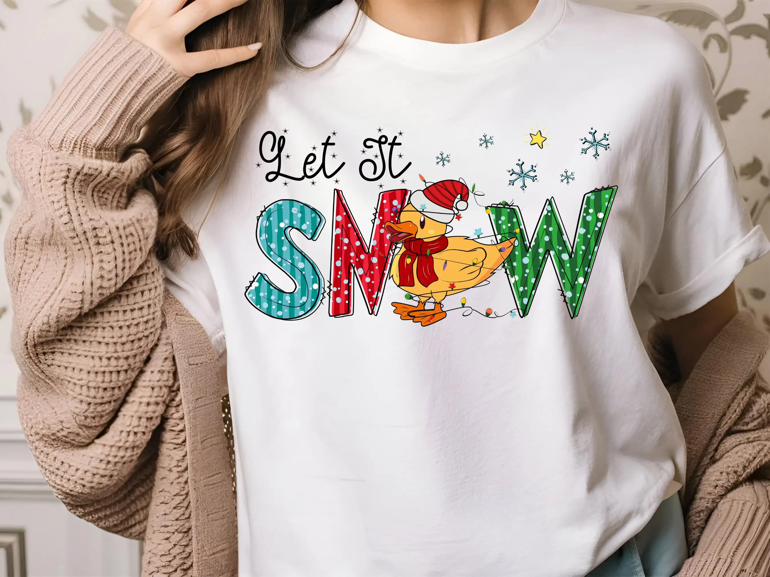 

Футболка Let It Snow Duck Christmas Family Merry