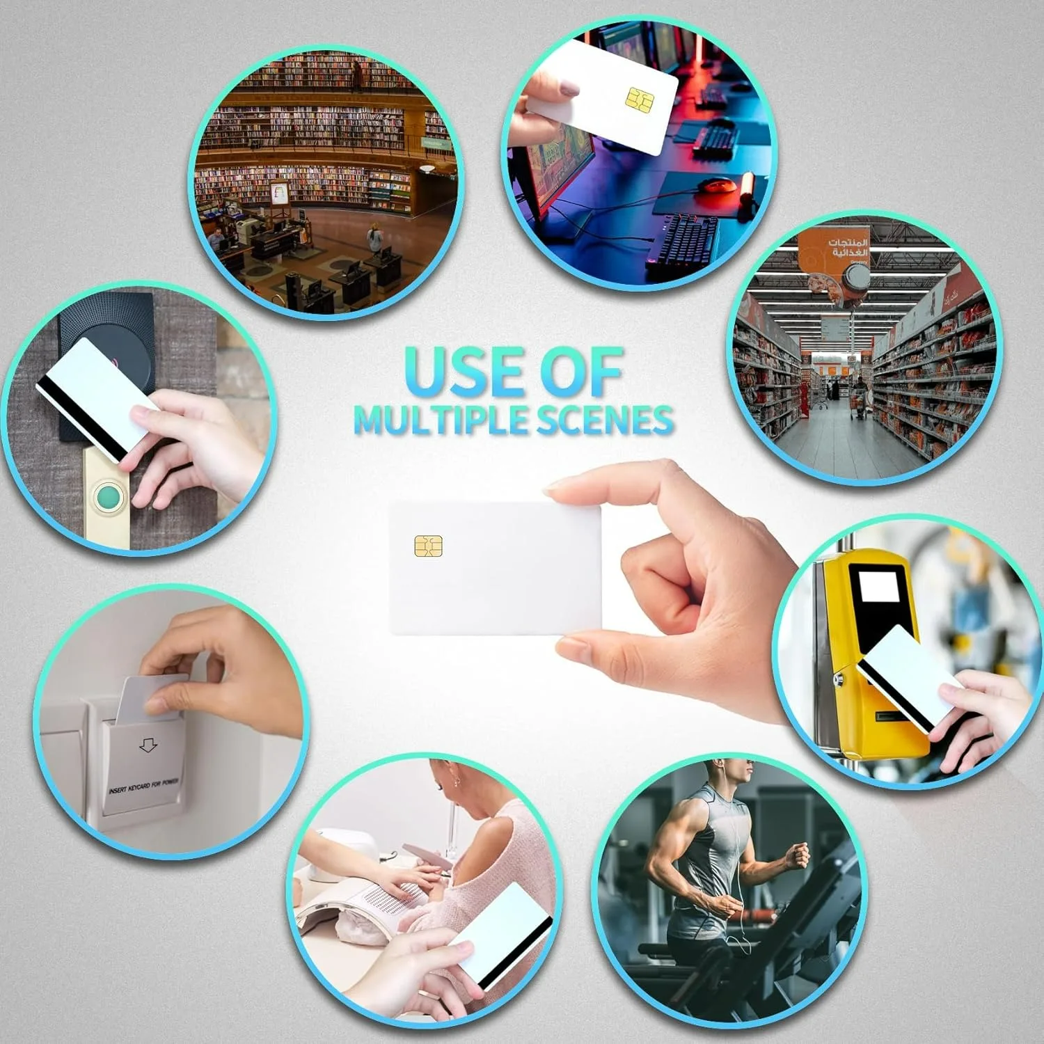 10 Pcs SLE4442 Chip Contact IC Card with 5/16inch 2 Tracks Hico Magnetic Stripe 2 in 1 Blank PVC IC Smart Intelligent Card